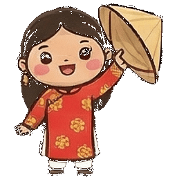 Figurinha vietnamita acenando